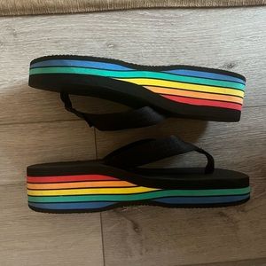 Rainbow Sandals Wedge Heel Flip Flop w/ Nylon Strap - Rainbow 🌈 Wedge Size 9.5
